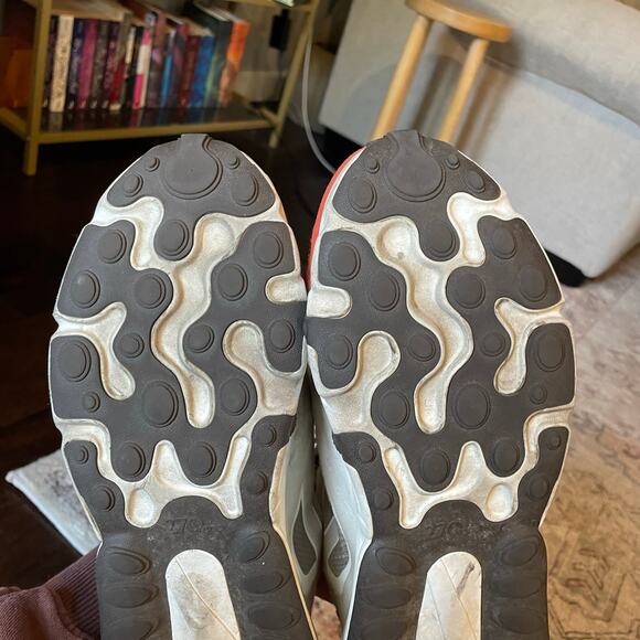 Nike Air Max 270 React "Mid-Century Art" Orange, Blue, White Mesh Sneakers EUC - Picture 10 of 13